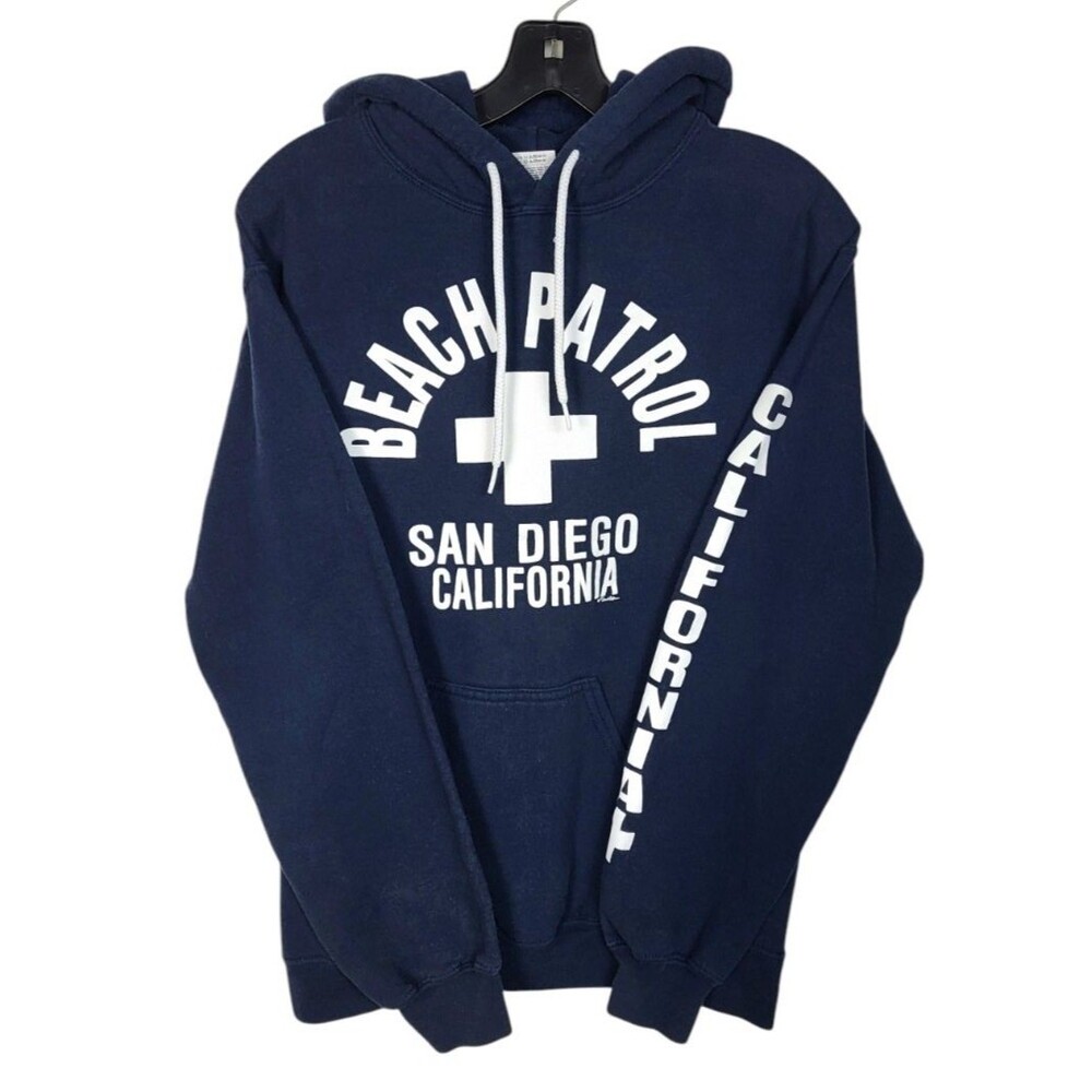 VTG 90s San Diego California Beach Patrol Drawstring Hoodie Unisex Size Small